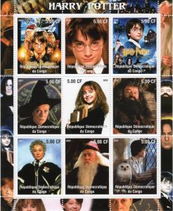 Congo 2002 HARRY POTTER/OWL Sheetlet (9) Perforated MNH