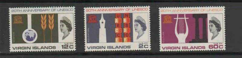 VIRGIN ISLANDS #176-178  1966  UNESCO    MINT VF NH O.G