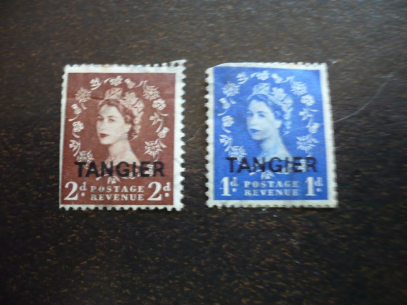 Stamps - Britiah Offices in Tangier - Scott#560,562-Used Partial Set of 2 Stamps
