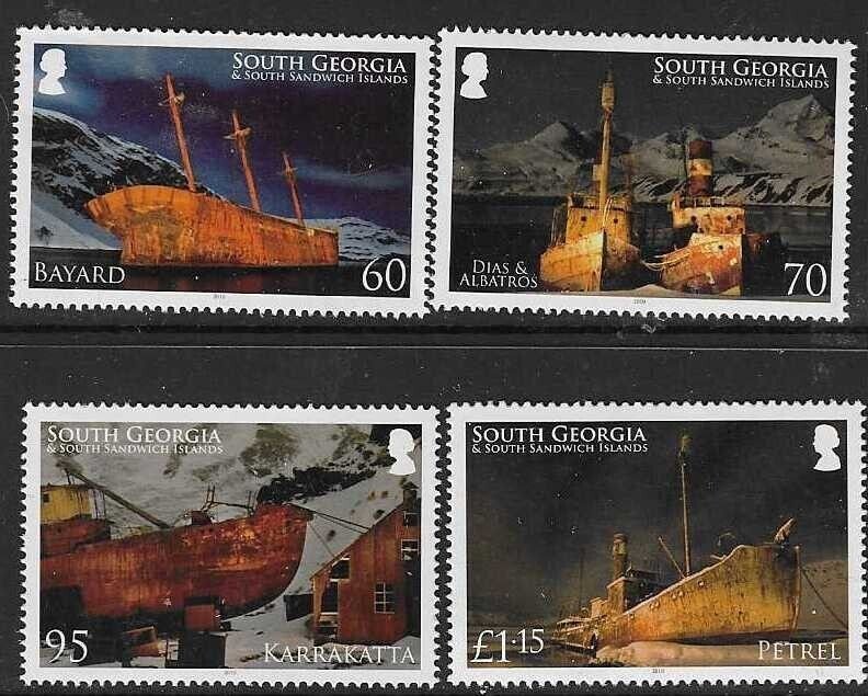 S.GEORGIA & S.SANDWICH IS. SG502/5 2010 WRECKS AND HULKS MNH