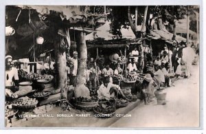 CEYLON Postcard Colombo *BORELLA MARKET/VEGETABLE STALL* PPC Real Photo PJ167