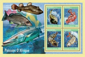 Togo 2014 -Fish Of Africa - Sheet of 4  - MNH