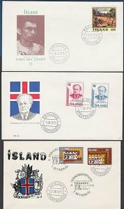 ICELAND 1973-76 3 commem FDCs...............................................Q648