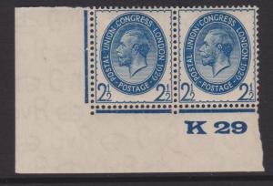 Great Britain Sc#208 Corner Pair Control K29 MNH