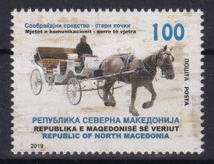 North Macedonia 2019 Transport Stage Coaches Horses Animals Fauna stamp MNH