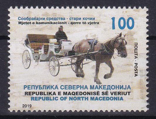 North Macedonia 2019 Transport Stage Coaches Horses Animals Fauna stamp MNH