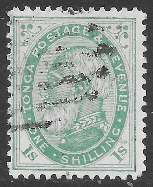 Tonga Scott 5a Used 1/- blue green King George I issue of 1888