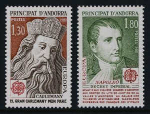 Andorra Fr 279-80 MNH EUROPA, Charlemagne, Napoleon I