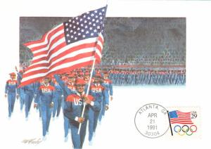 #2528 Flag with Olympic Rings Maxi FDC