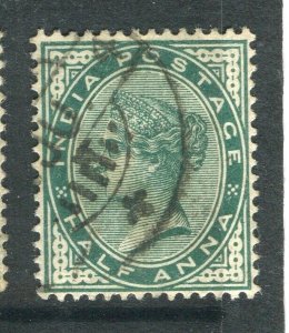 INDIA; 1890s early classic QV issue fine used 1/2a. value,