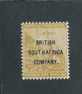 RHODESIA 1896 1s YELLOW-OCHRE MM SG 64 CAT £150