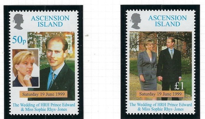 Ascension 729-30 MNH 1999 Prince Edward wedding (fe4281)