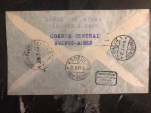 1947 Buenos Aires Argentina First Flight Cover FFC Geneva Switzerland 130 Flown