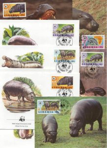 Liberia 8 FDC/cards WWF 1984