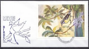 Nevis, Scott cat. 1141. Bananaquit, Bird s/sheet. First day cover. ^