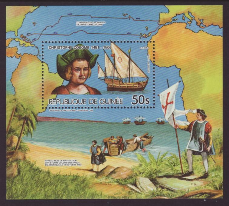 Guinea 978 Columbus,Ship Souvenir Sheet MNH VF