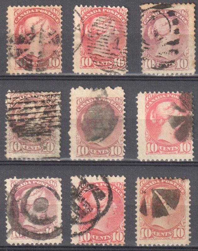 Canada #40,45 USED 9 stamps with special cancel C$450.00