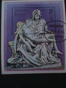 ​MANAMA 1970-PIETA-BY MICHELANGLO- ARTS -CTO S/S VERY FINE--LAST ONE CTO S/S