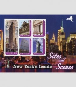 Gambia 2016 New York city's iconic sites & scenes souvenir sheet of 5 stamps mnh