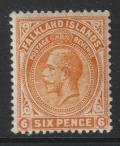 Falkland Islands Sc# 34 KGV 1912 - 1914 MLMH 6 pence issue CV $17.50