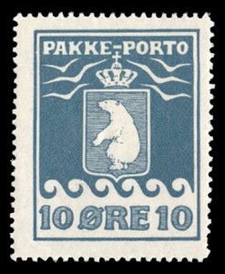 Greenland #Q4b Cat$45, 1918 10o blue, perf. 11 1/2, hinged, short perf.