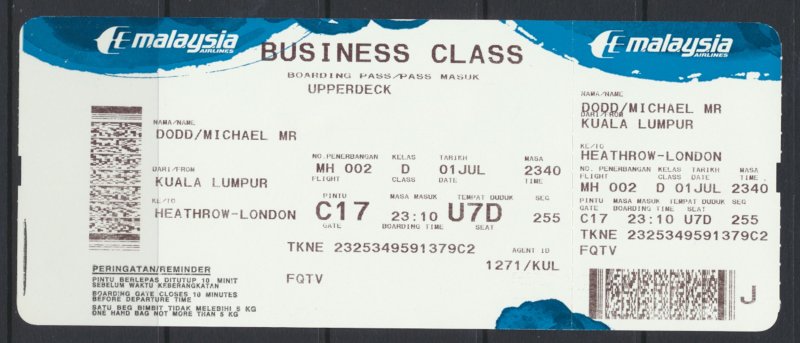 Aviation – Malaysia Airlines Inaugural A380 Kuala Lumpur - London  FFC  2012