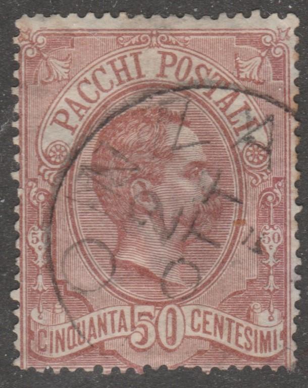 Italy stamp, used, Scott# Q3, brown, Parcel post stamp, King Humbert I #M854