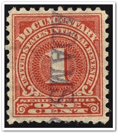 R207 1¢ Documentary Stamp (1914) Used