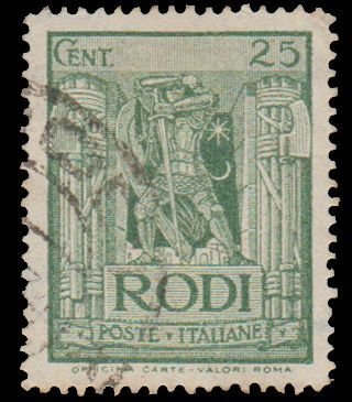 ITALY - RHODES STAMP 1929. SCOTT # 18. CANCELLED.