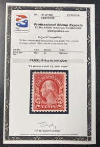 Scott 554 1923 2c PSE Certified XF-Sup 95 Mint OGnh Flat Carmine