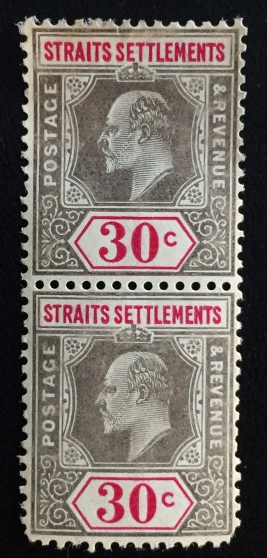 Malaya Straits Settlements 1905.KE VII 30c 2V Block MCCA MLH SG#134 CV£100 M1869