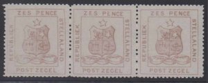 BC STELLALAND 1884 COAT OF ARMS Sc 4 KEY VALUE STRIP OF THREE REPRINT MNH F,VF