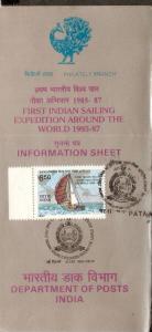 India 1987 Sailing Expedition Around the World Ship Transport Cancelled Folde...