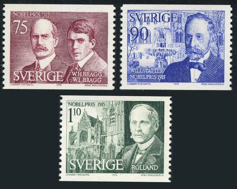 Sweden 1149-1151,MNH. Winners,Nobel Prize 1915. Bragg.Willstatter,Rolland.