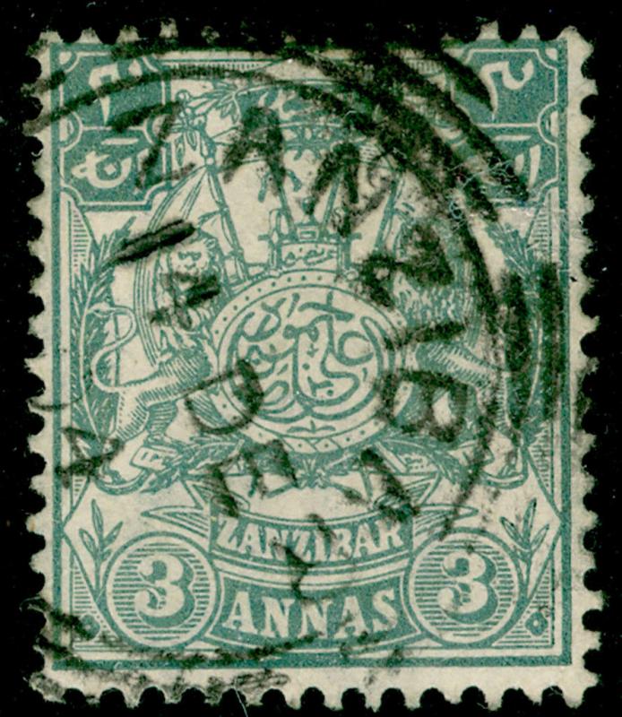 ZANZIBAR SG214, 3a grey, FINE used, CDS.