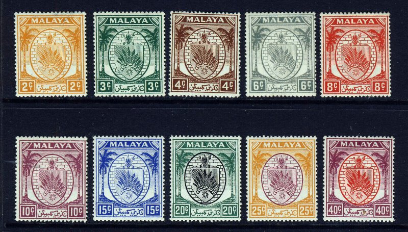 NEGRI SEMBILAN MALAYSIA 1949-55 Negri Sembilan Arms Part Set SG 43 to SG 58 MINT 