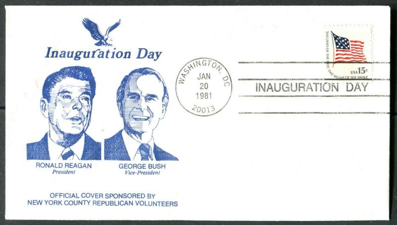 1981 Reagan Pres Bush VP NY GOP Inauguration Day Washington Cover 