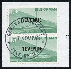 Isle of Man 2 x 10p Green and Black QEII Pictorial Revenue CDS On Piece
