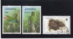 Jamaica 1995-96 90c & $1.10 Birds, $2.50 Wildlife, Scott 828-829, 857 used