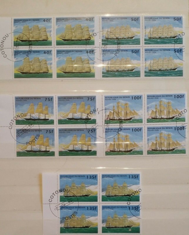 Republique du Benin 1997 Sailing Ships Blocks of 4 Boats Nautical