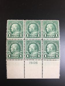 552 Bottom Plate Block Of 6. MNH. Xtra Fine.