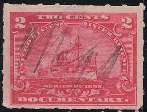 R164 2¢ Battleship Documentary Stamp (1898) Used