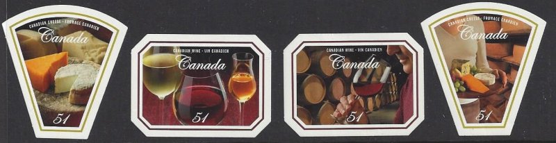 Canada #2168-71 MNH set, Canadian Wine & Cheese, issued 2006