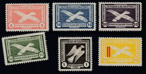 Colombia 1931 RIBON Semi Officials, Short Set + Registration M Mint . Unlisted