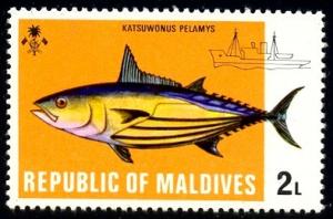 Fish, Skipjack Tuna, Maldives Islds stamp SC#437 MNH