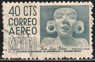 MEXICO C211 40cts 1950 Definitive 2nd Printing wmk 300 HORIZ. USED. F-VF. (960)