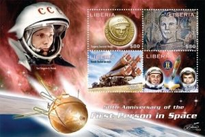 Liberia 2011 - First Person in Space 50th Anniversary - Stamp Sheet of 4 - MNH