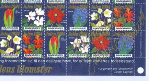 Denmark. 1984 Christmas Seal,Sheet. Artist Signature. Danish Christmas Flowers.