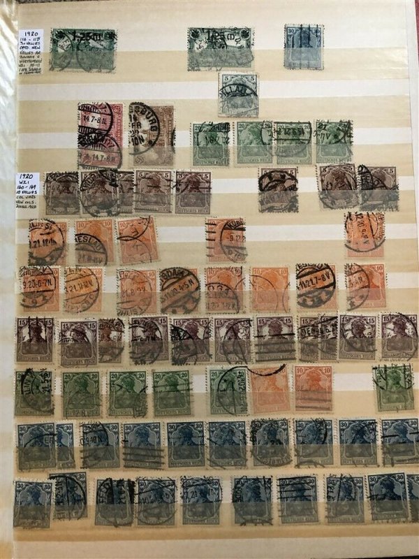 GERMANY; 1905-20s fine used Germania ACCUMULATION 100s Many fine POSTMARKS