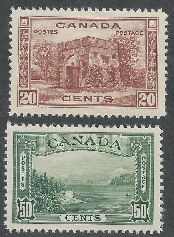 CANADA 1937 PICTORIAL 20C AND 50C